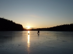 Morning Ice Fishing Trip on Lake Saimaa
